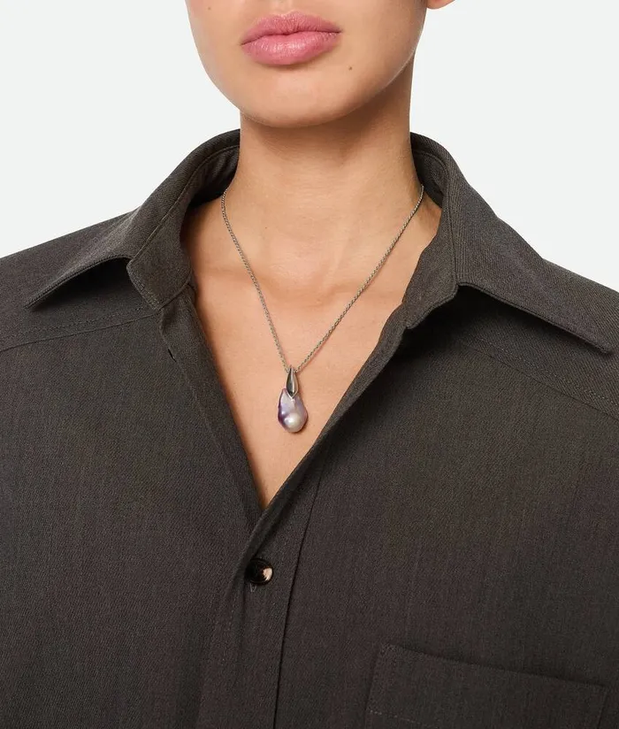 Women Bottega Veneta Necklaces Pearl Pendant Natural Pink
