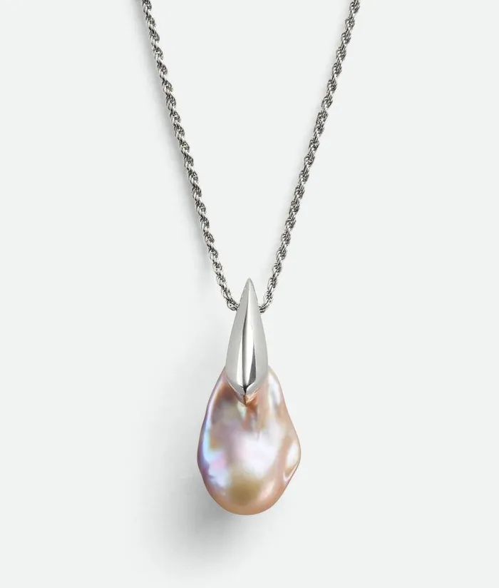 Women Bottega Veneta Necklaces Pearl Pendant Natural Pink