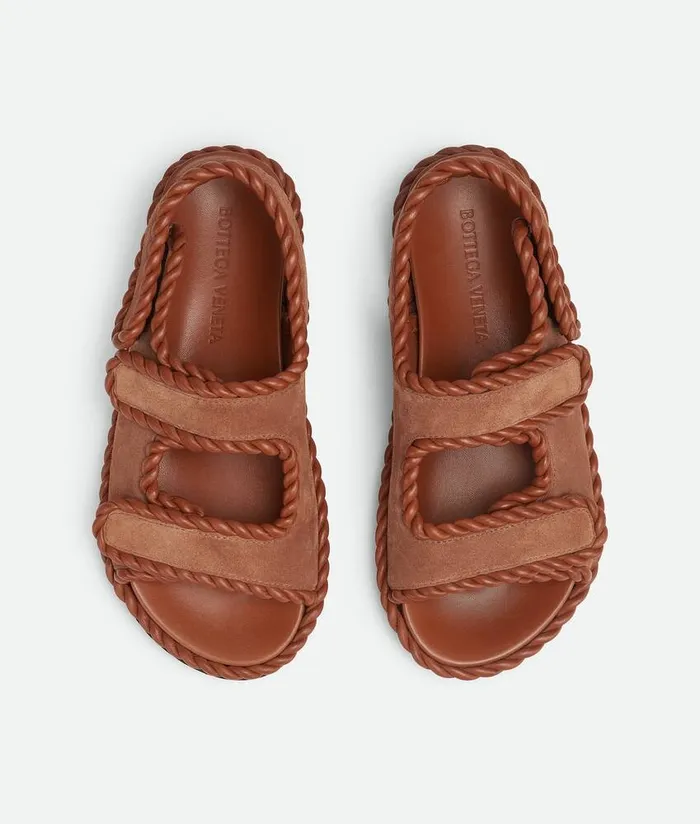Women Bottega Veneta Sandals Jack Flat Sandal Caramel