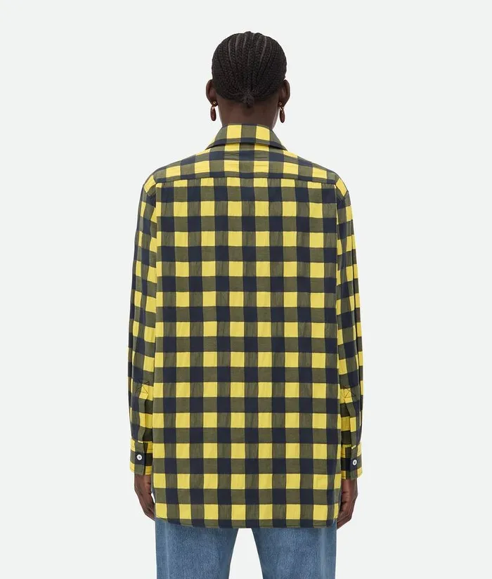 Women Bottega Veneta Shirts Gingham Cotton Shirt Yellowshrubwave