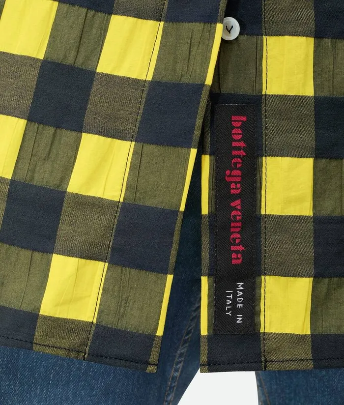 Women Bottega Veneta Shirts Gingham Cotton Shirt Yellowshrubwave