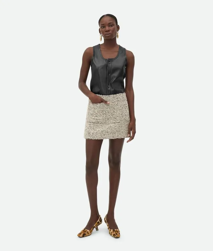 Women Bottega Veneta Skirts Wool Boucle Skirt Blackwhite