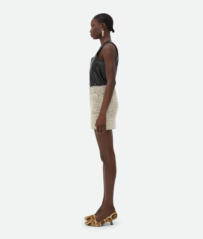 Women Bottega Veneta Skirts Wool Boucle Skirt Blackwhite