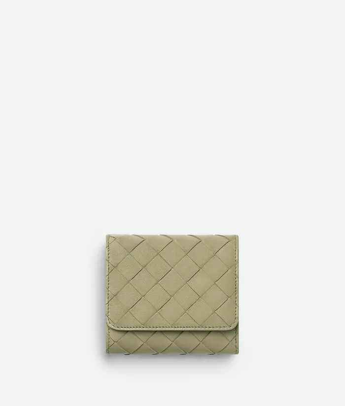 Women Bottega Veneta Small Wallets Intrecciato TriFold Wallet With Origami Coin Purse Travertine New Sauge Women Bottega Veneta Small Wallets Intrecciato TriFold Wallet With Origami Coin Purse Travertine New Sauge