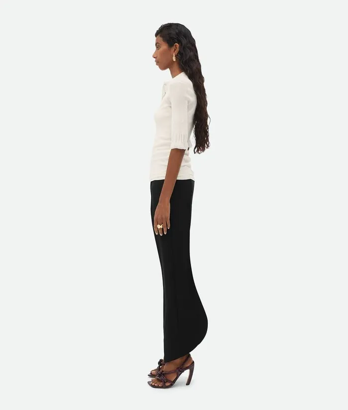 Women Bottega Veneta Tops And TShirts Slim Fit Light Cotton Top Chalk