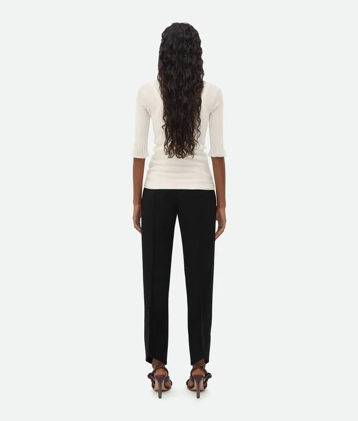 Women Bottega Veneta Tops And TShirts Slim Fit Light Cotton Top Chalk
