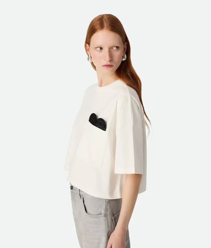 Women Bottega Veneta Tops And TShirts Soft Cotton Jersey TShirt Chalk