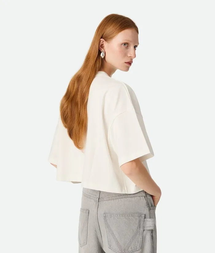 Women Bottega Veneta Tops And TShirts Soft Cotton Jersey TShirt Chalk