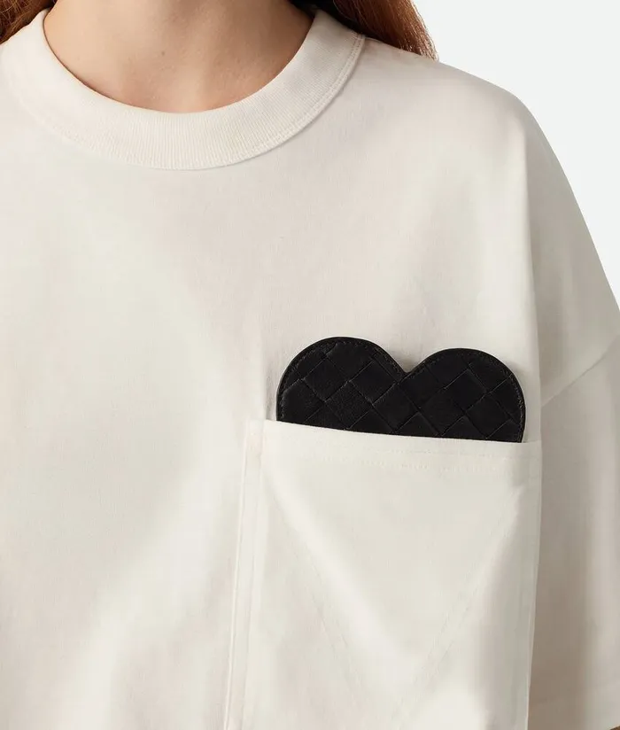Women Bottega Veneta Tops And TShirts Soft Cotton Jersey TShirt Chalk