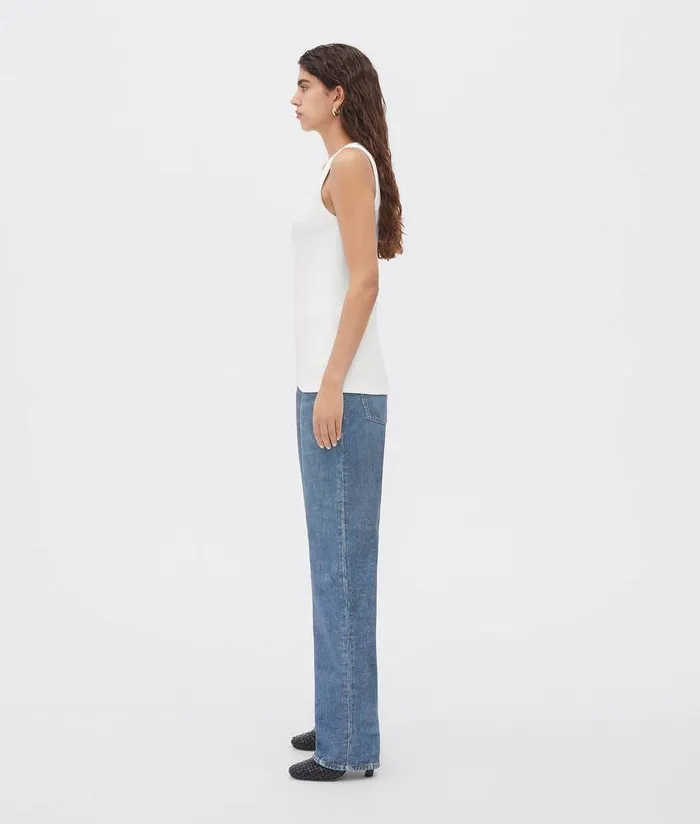 Women Bottega Veneta Tops And TShirts Stretch Rib Cotton Tank Top Chalk