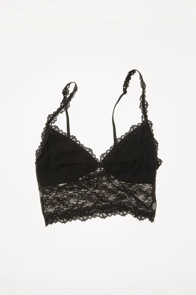 Women Bras Cotton On Stretch Lace Longline Bralette Black