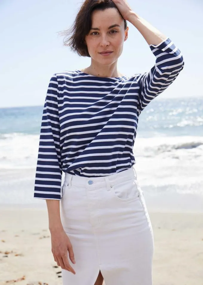Women Breton Striped Shirts Saint James GALATHEE II Navy White