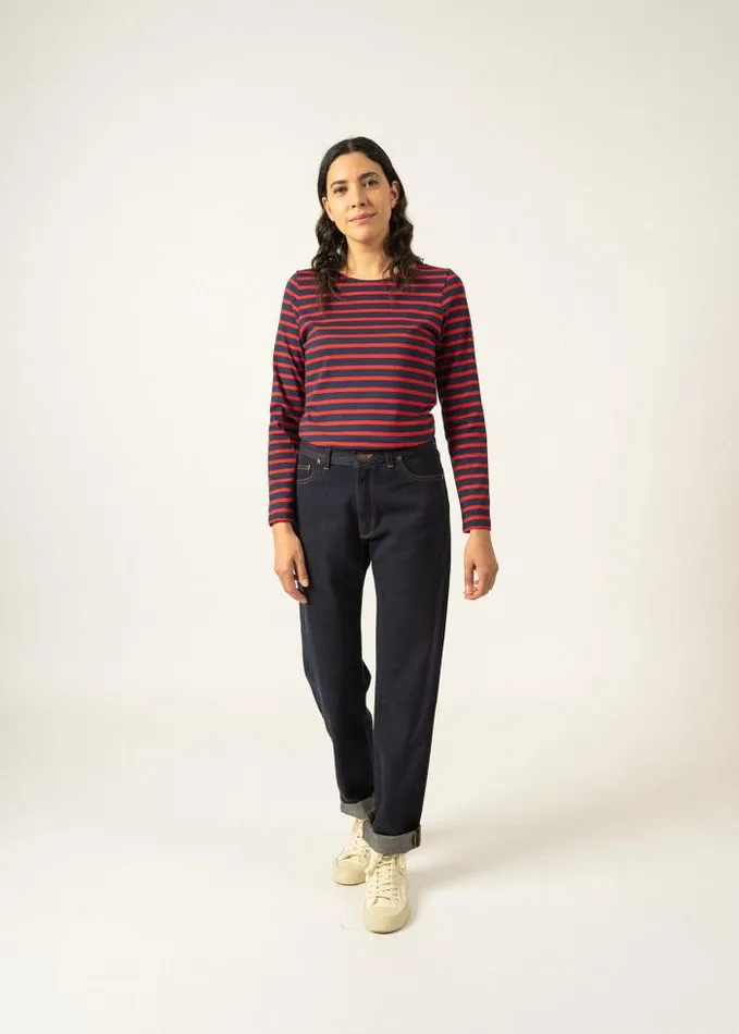 Women Breton Striped Shirts Saint James MINQUIDAME Navy Red