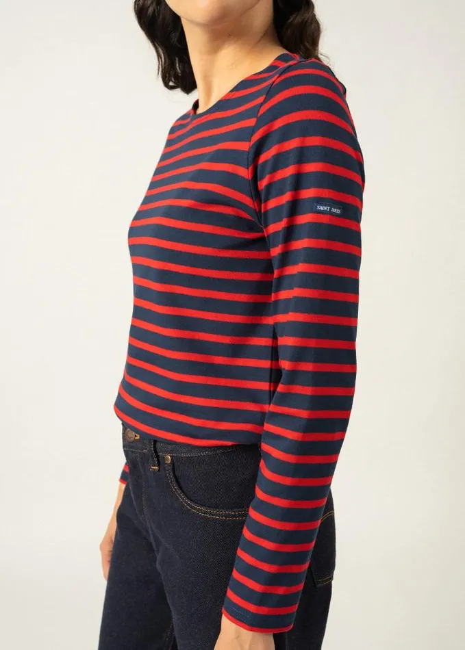 Women Breton Striped Shirts Saint James MINQUIDAME Navy Red