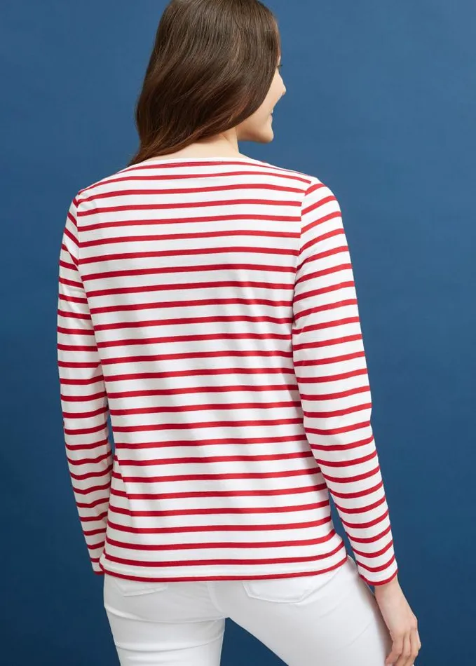 Women Breton Striped Shirts Saint James MINQUIDAME White Red