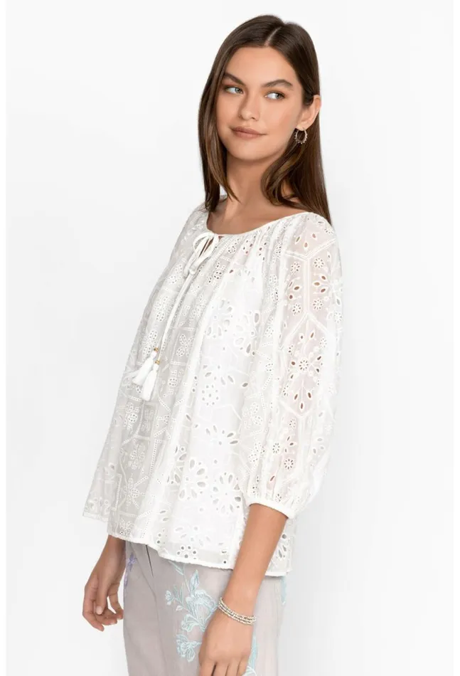 Women Castillo Eyelet Blouse White Johnny Was Tops
