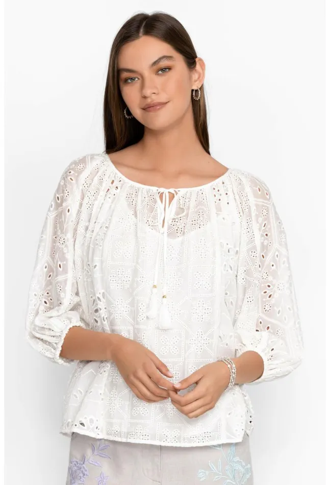 Women Castillo Eyelet Blouse White Johnny Was Tops
