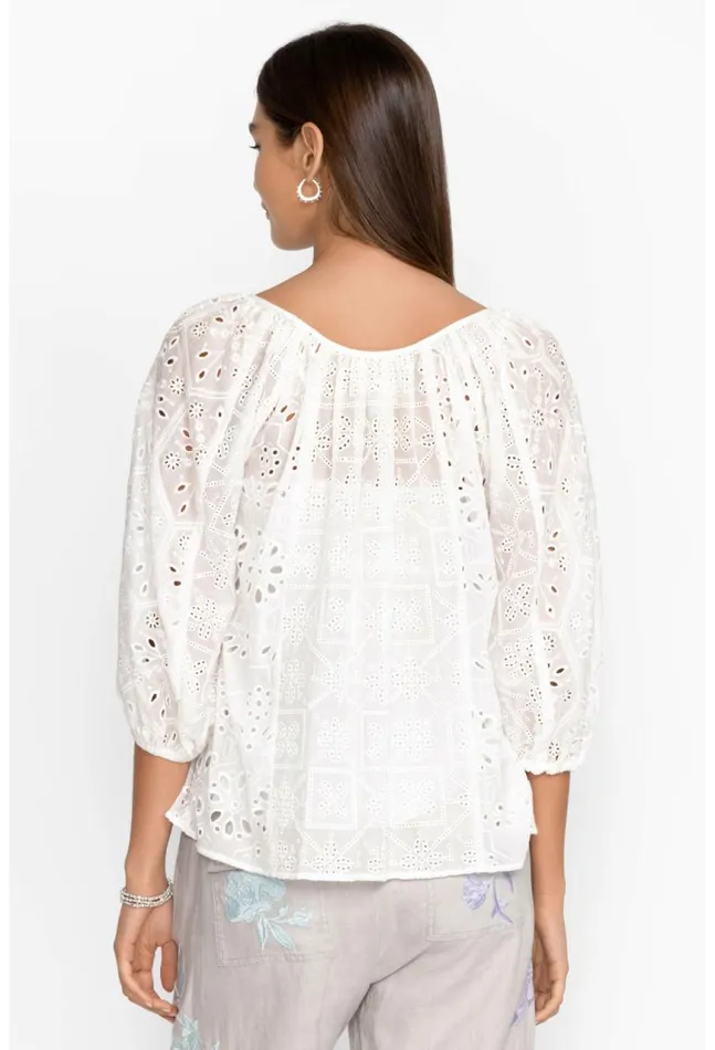 Women Castillo Eyelet Blouse White Johnny Was Tops