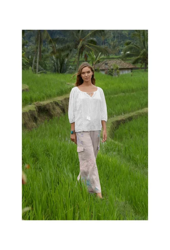 Women Castillo Eyelet Blouse White Johnny Was Tops