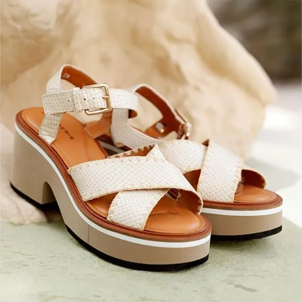 Women CHARLINE White Python Effect Clergerie Sandals