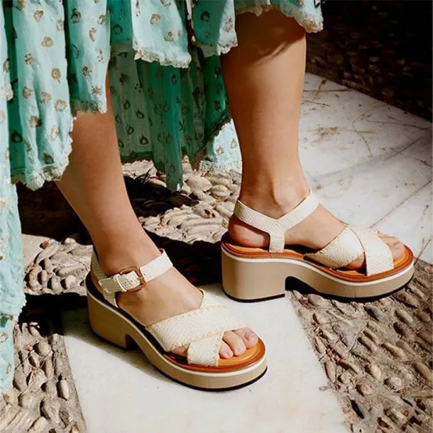 Women CHARLINE White Python Effect Clergerie Sandals