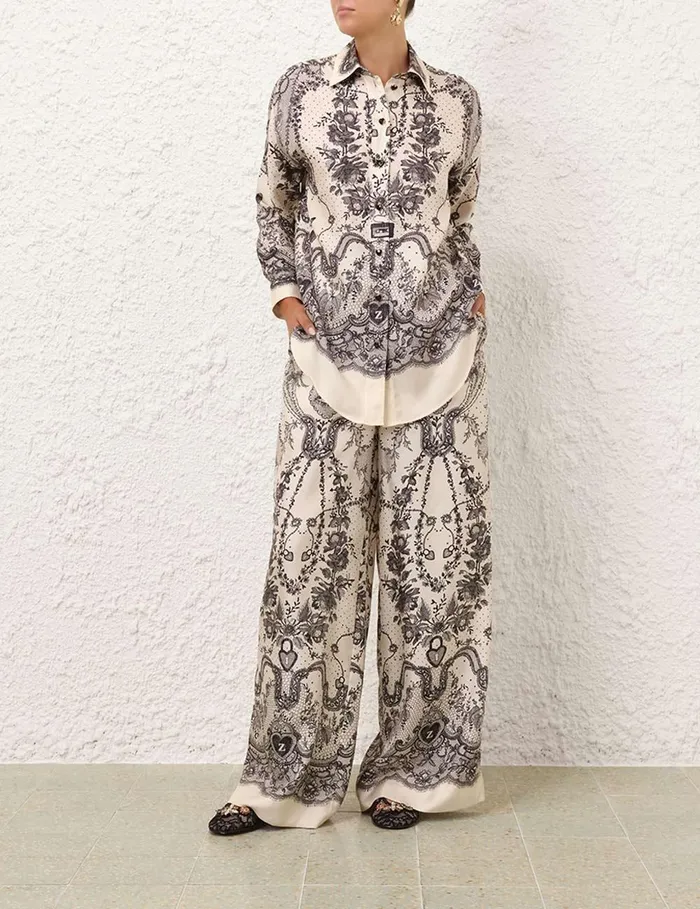 Women Clothing Zimmermann Crush Draw Waist Pant Ivory Locket
