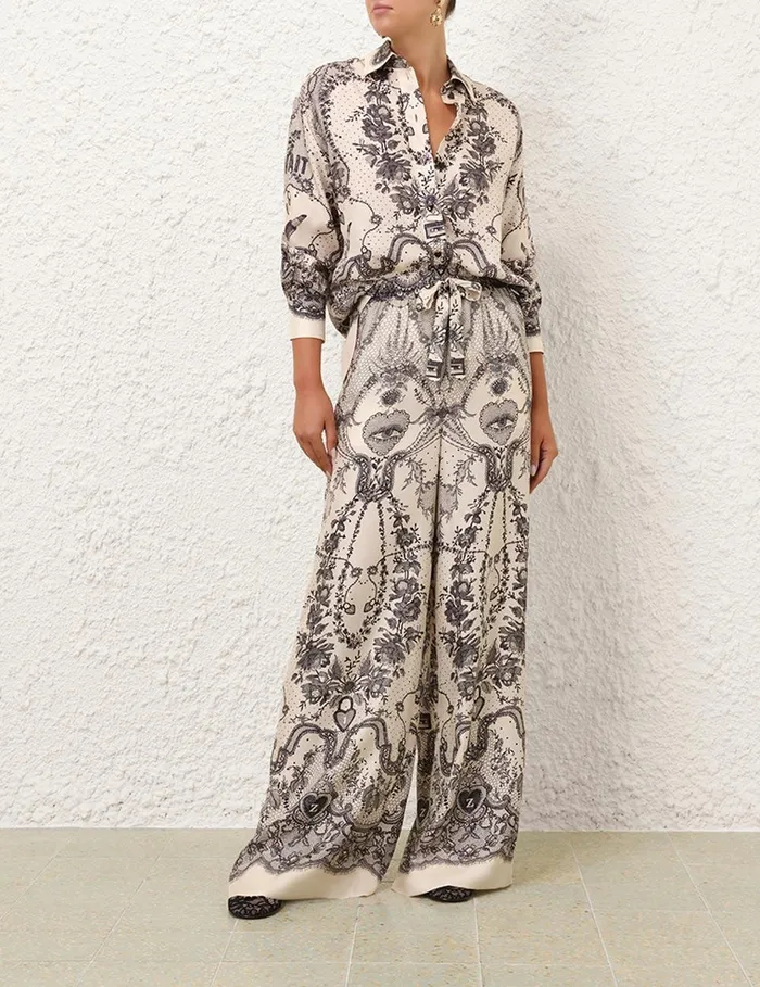 Women Clothing Zimmermann Crush Draw Waist Pant Ivory Locket