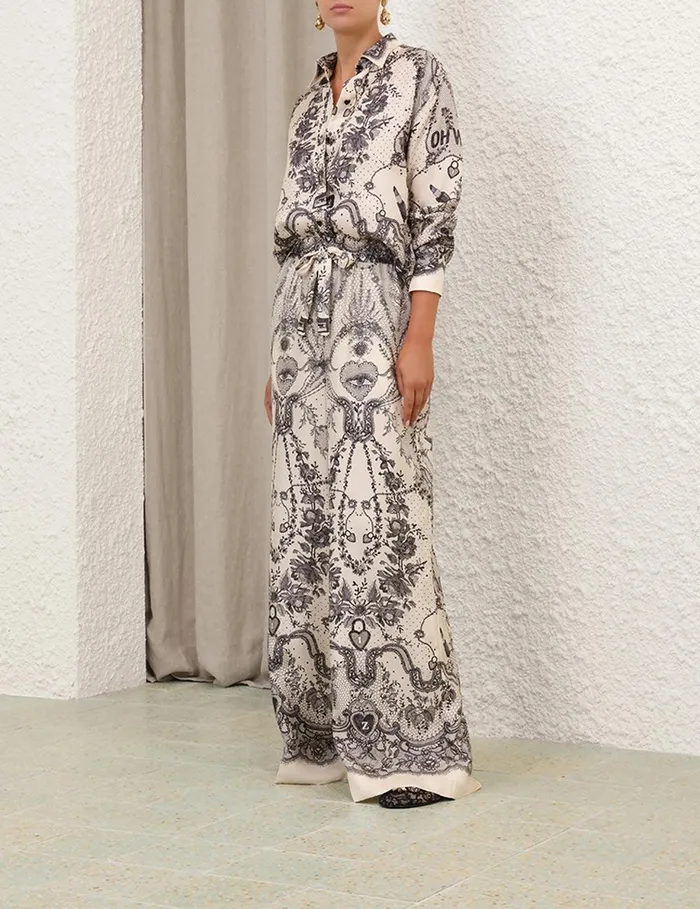 Women Clothing Zimmermann Crush Draw Waist Pant Ivory Locket