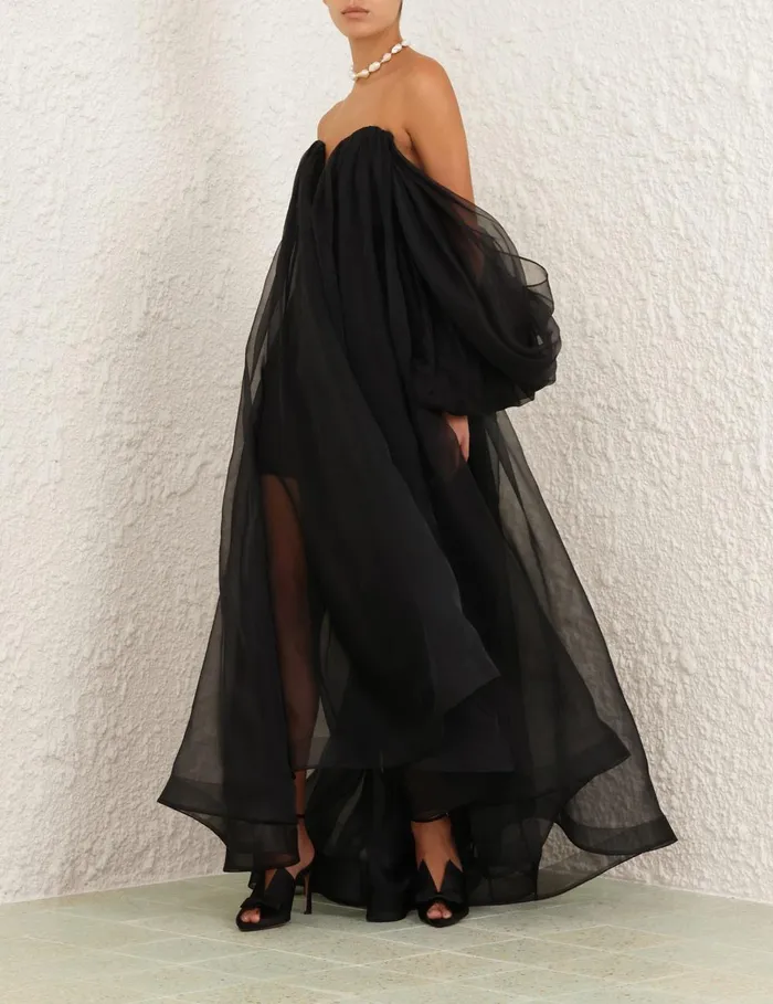 Women Clothing Zimmermann Crush Strapless Midi Dress Black