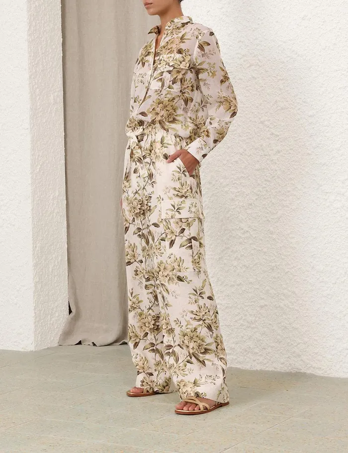 Women Clothing Zimmermann Golden Manstyle Shirt Sage Toile Floral