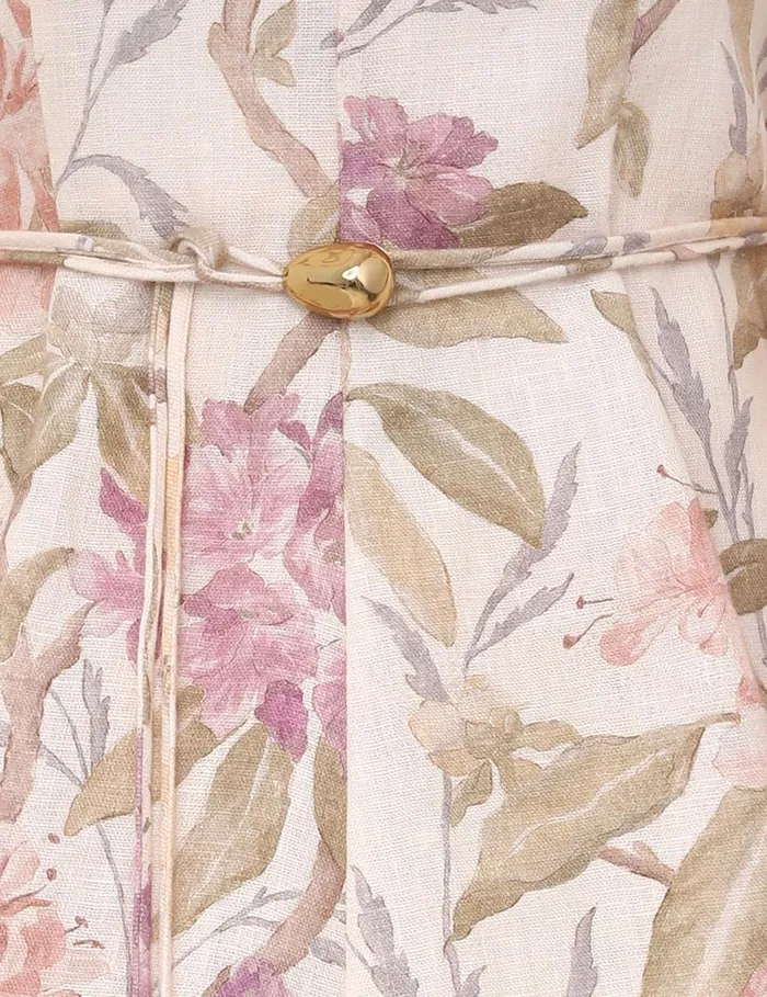 Women Clothing Zimmermann Illustration Belted Flip Dress Cream Inca Lily