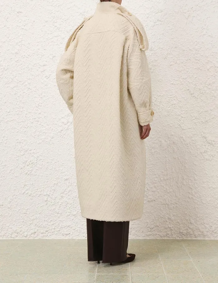Women Clothing Zimmermann Illustration Chevron Coat Cream