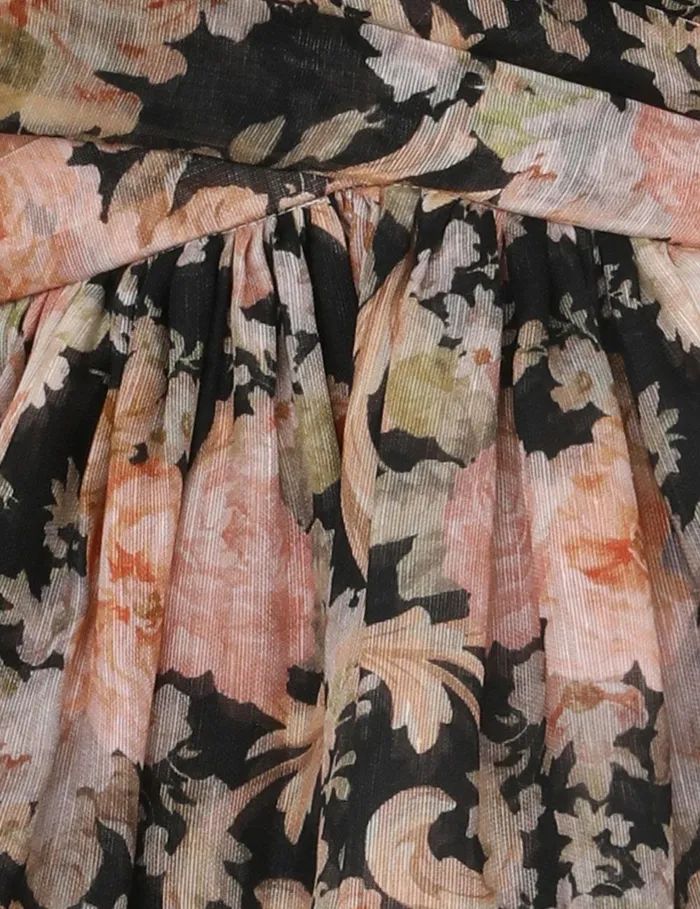 Women Clothing Zimmermann Illustration Draped Mini Dress Tea Rococo Floral