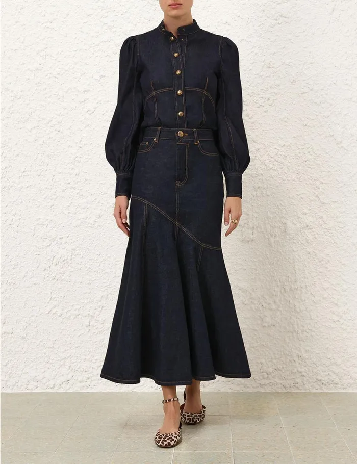 Women Clothing Zimmermann Illustration Fitted Blouse Night Sky