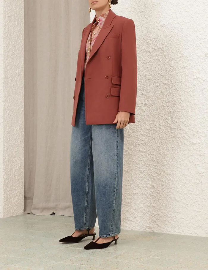 Women Clothing Zimmermann Illustration Pocket Jacket Lipstick