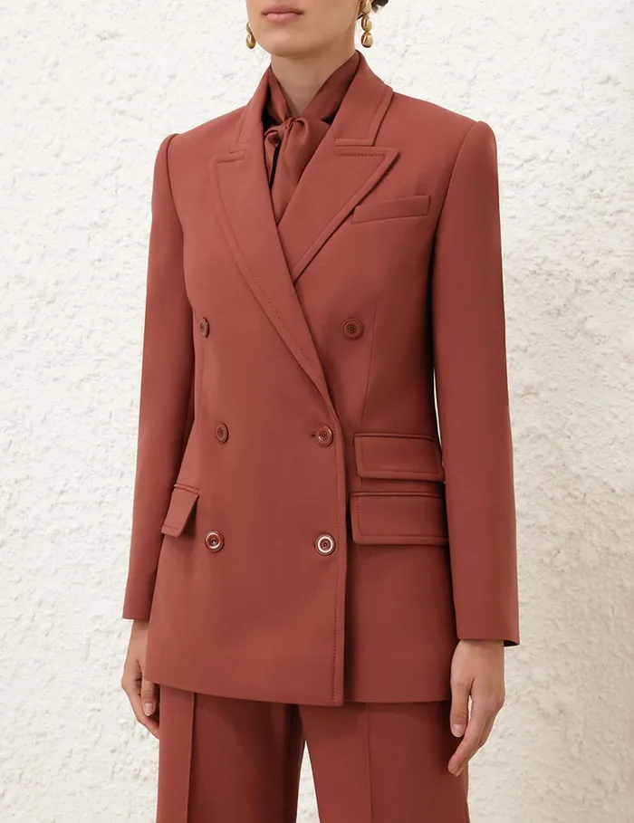 Women Clothing Zimmermann Illustration Pocket Jacket Lipstick