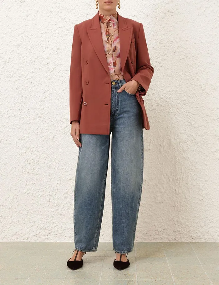 Women Clothing Zimmermann Illustration Pocket Jacket Lipstick