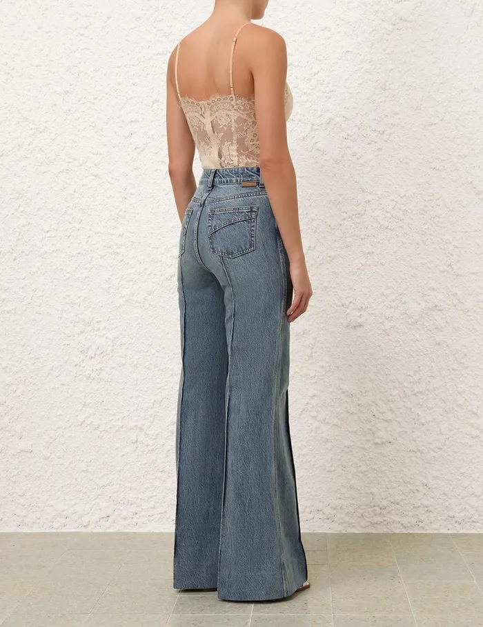 Women Clothing Zimmermann Illustration Wide Leg Jean Neptune