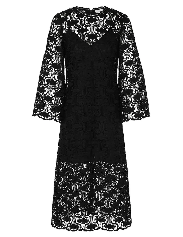 Women Clothing Zimmermann Maxine Lace Midi Dress Black