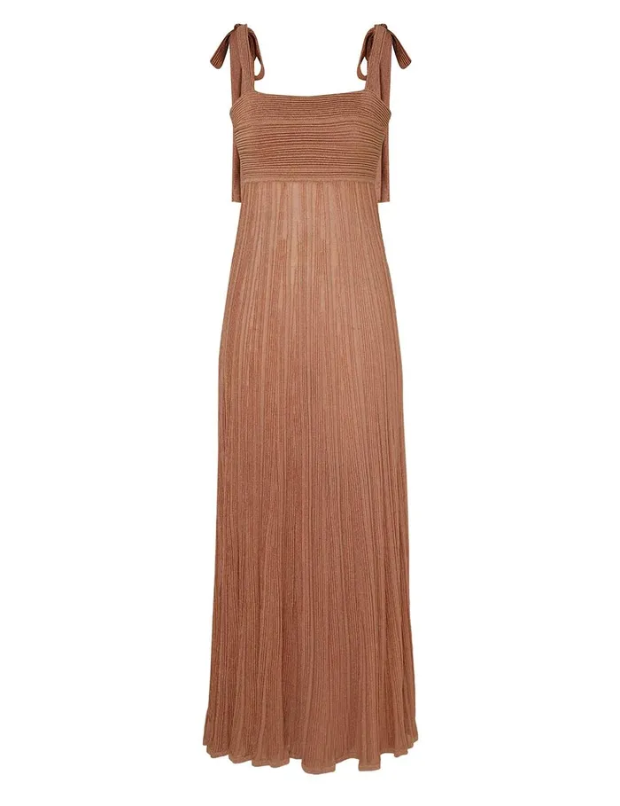 Women Clothing Zimmermann Ottie Metallic Tie Dress Rose
