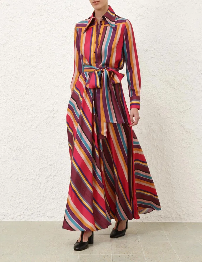 Women Clothing Zimmermann Pavilion Maxi Wrap Skirt Multi Stripe