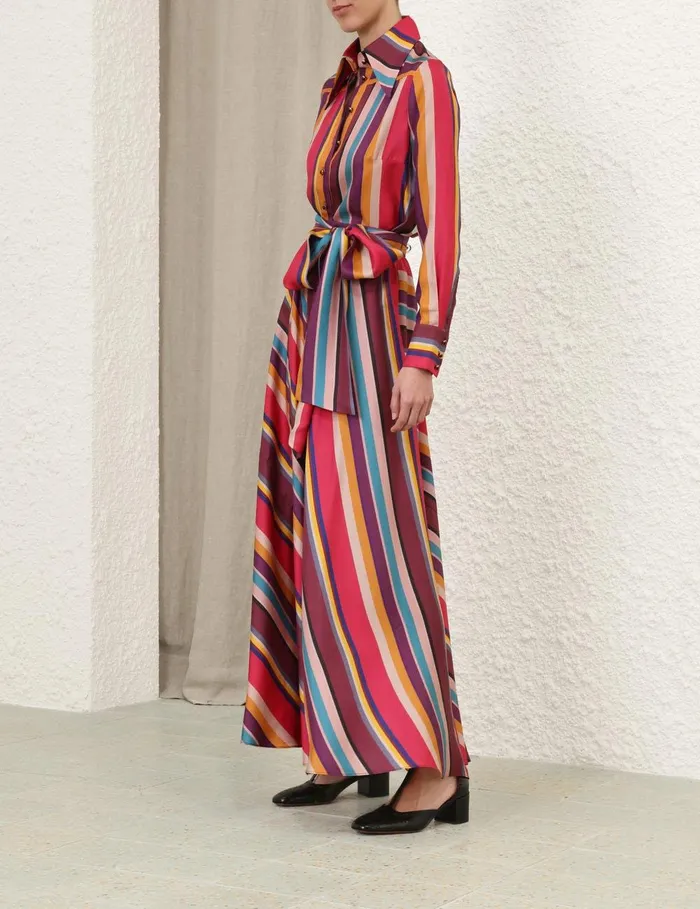 Women Clothing Zimmermann Pavilion Maxi Wrap Skirt Multi Stripe