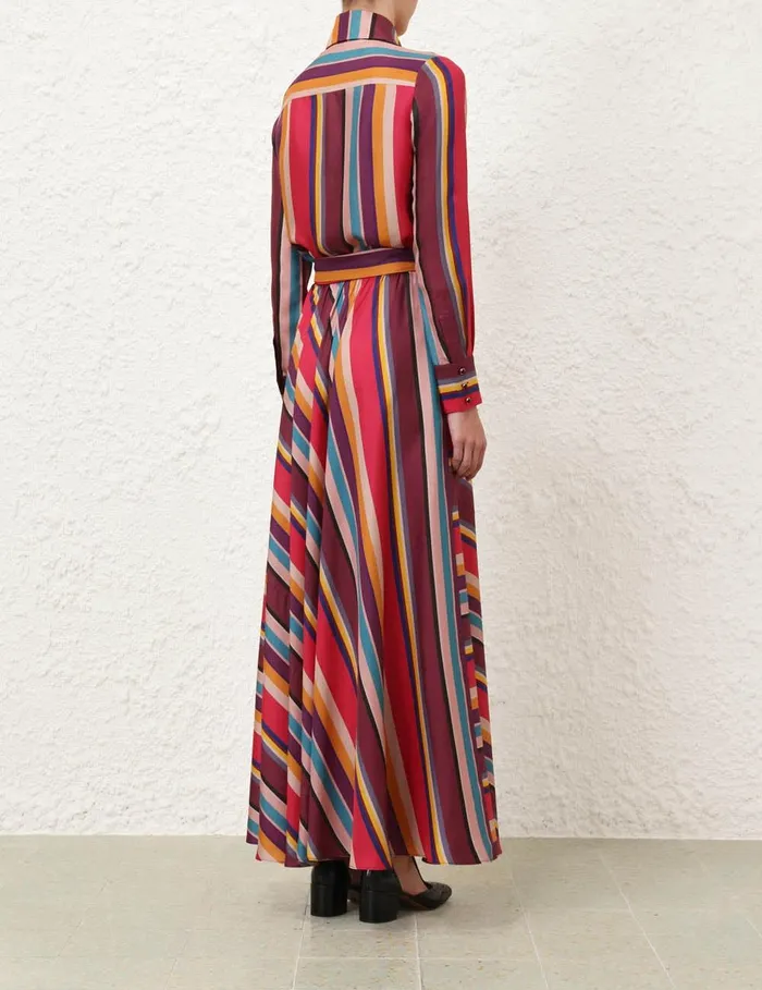 Women Clothing Zimmermann Pavilion Maxi Wrap Skirt Multi Stripe