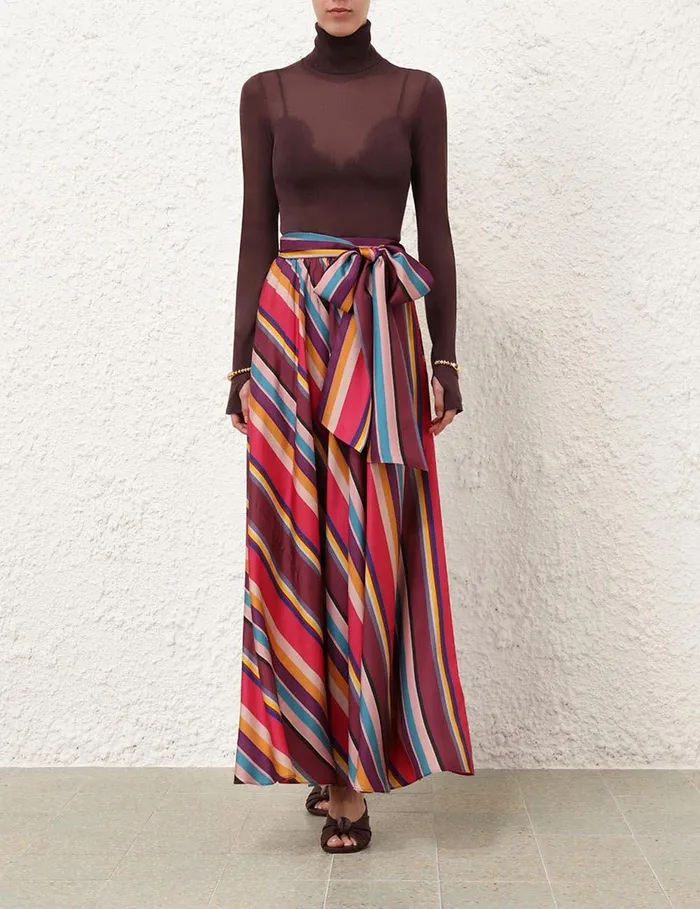 Women Clothing Zimmermann Pavilion Maxi Wrap Skirt Multi Stripe