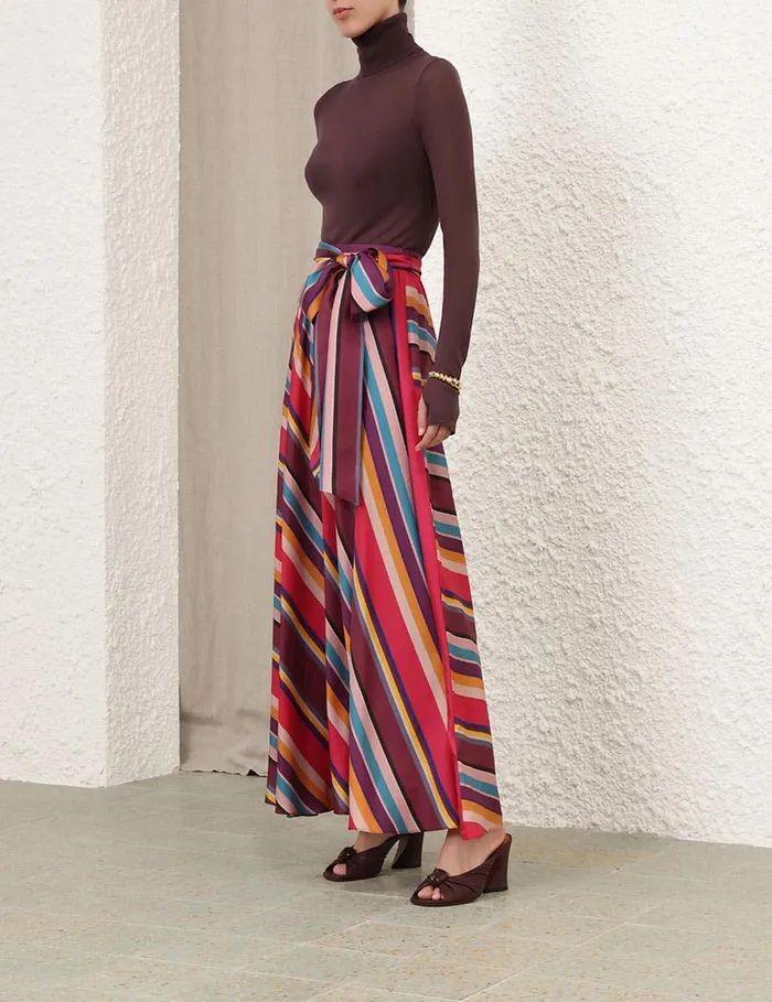 Women Clothing Zimmermann Pavilion Maxi Wrap Skirt Multi Stripe