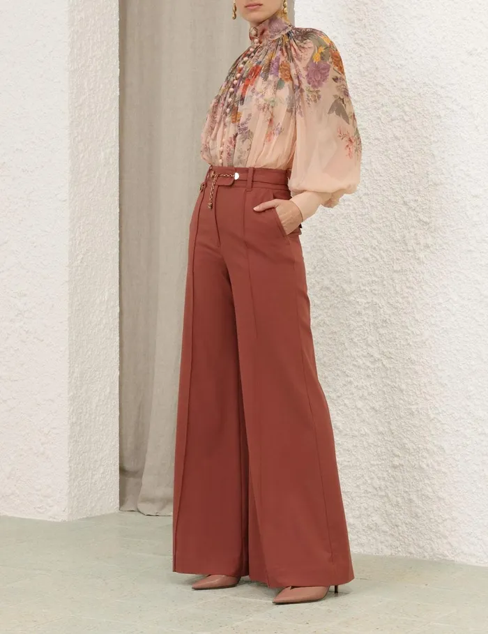 Women Clothing Zimmermann Pavilion Smock Blouse Peach Multi Floral