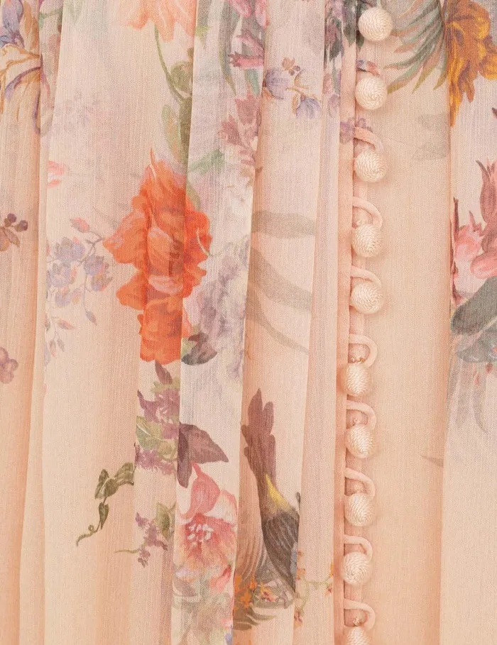 Women Clothing Zimmermann Pavilion Smock Blouse Peach Multi Floral