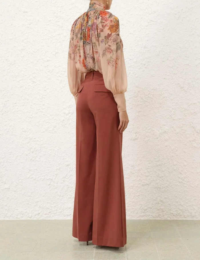 Women Clothing Zimmermann Pavilion Smock Blouse Peach Multi Floral