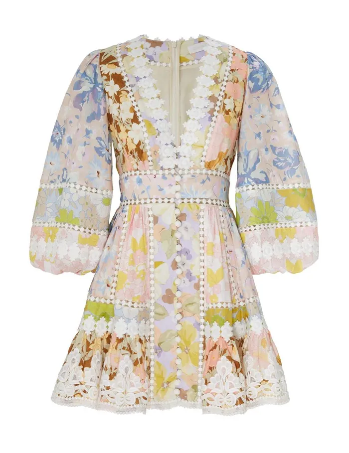 Women Clothing Zimmermann Pop Trimmed Mini Dress Spliced