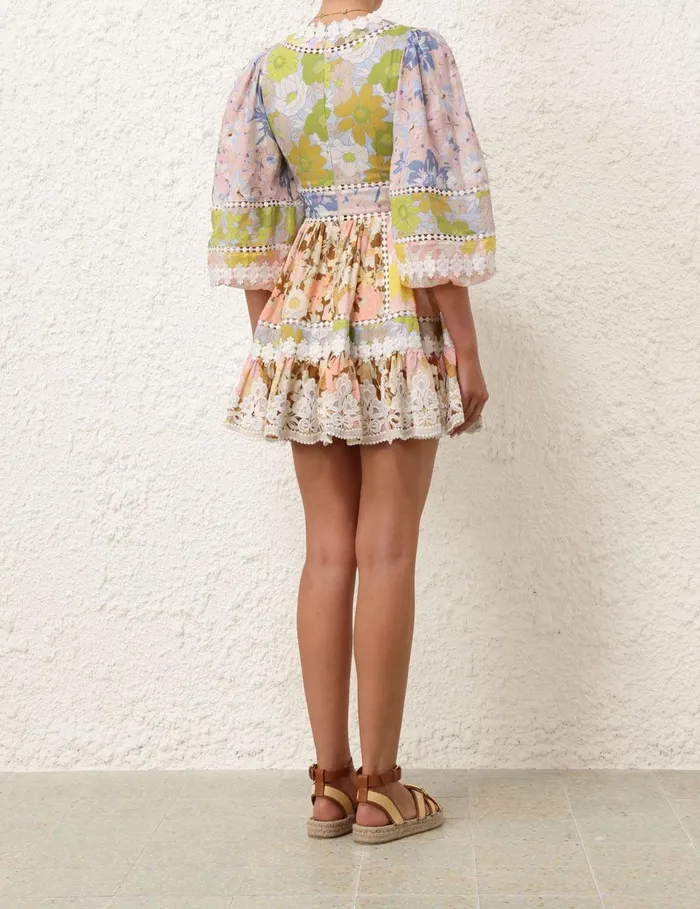 Women Clothing Zimmermann Pop Trimmed Mini Dress Spliced